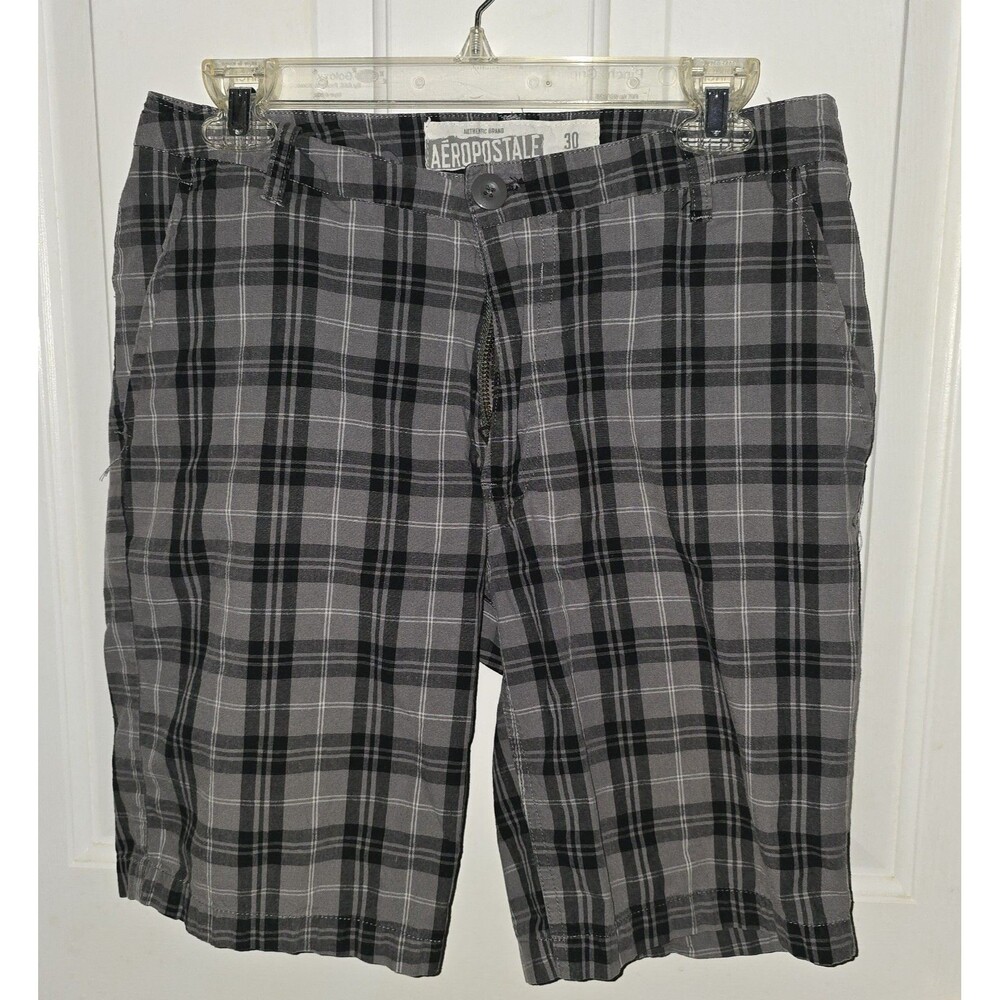 AEROPOSTALE Plaid Shorts Men’s/Boys Size 30 Gray Black Check Grunge Skater 2010s